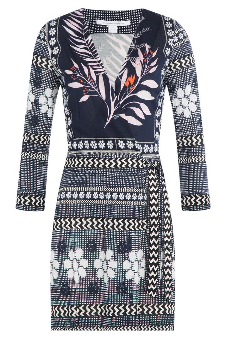 Diane Von Furstenberg Diane Von Furstenberg Printed Silk Wrap Front Dress - Multicolor