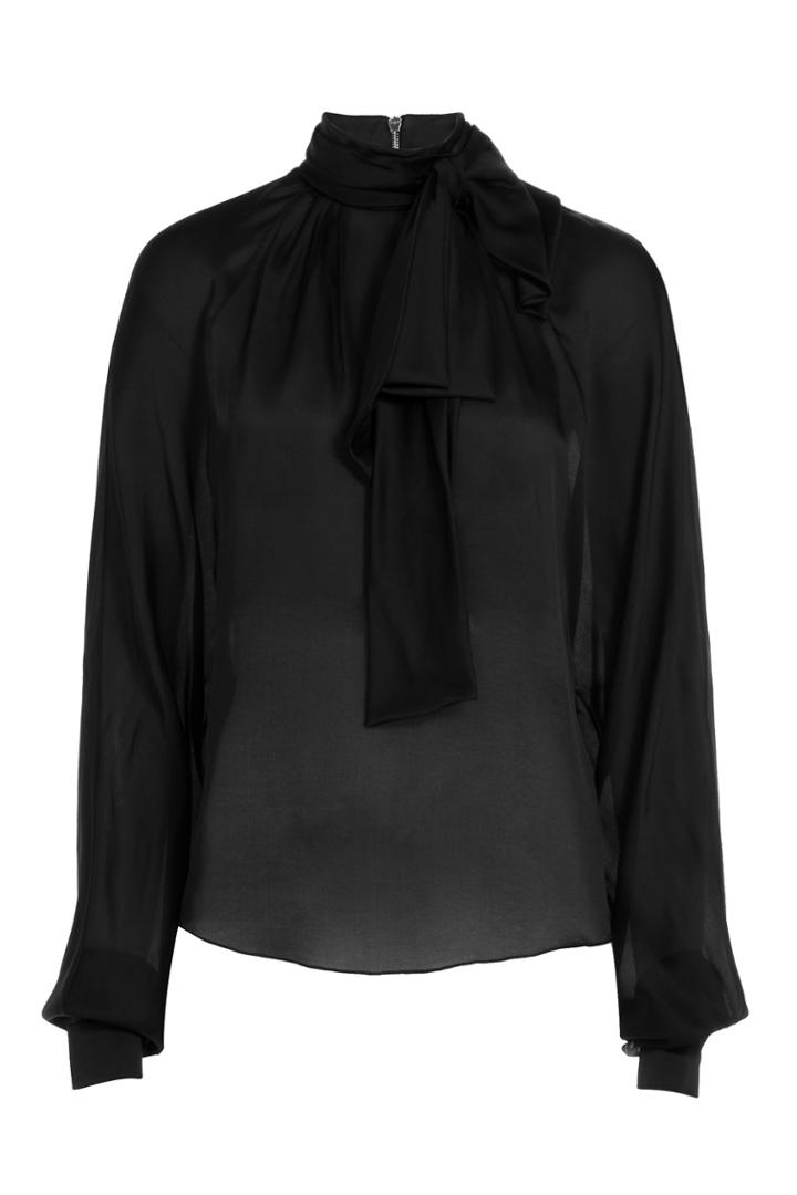Balmain Balmain Tie-neck Silk Blouse - Black