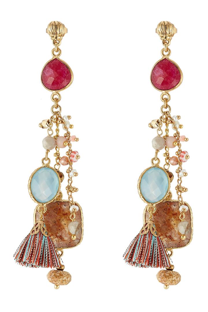 Gas Bijoux Gas Bijoux 24kt Gold Plated Chandelier Earrings With Quartz