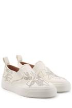 Chloé Chloé Embellished Leather Slip-on Sneakers - White