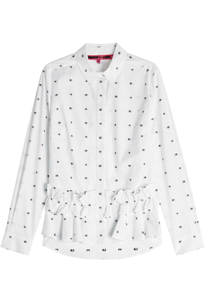 Mcq Alexander Mcqueen Mcq Alexander Mcqueen Embroidered Cotton Shirt With Ruffle Trim