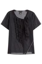 Marc Jacobs Marc Jacobs Cotton Voile Ruffle Cap Sleeve Top - Black