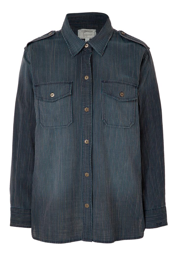 Current/elliott Current/elliott Cotton Denim Striped Shirt - Stripes