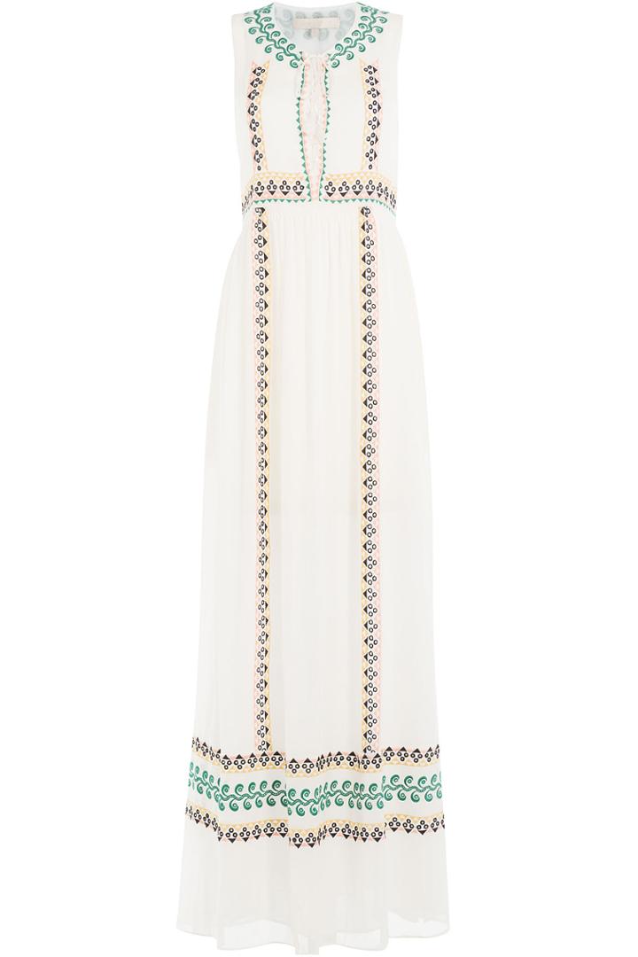 Vanessa Bruno Vanessa Bruno Embroidered Silk Maxi Dress - White