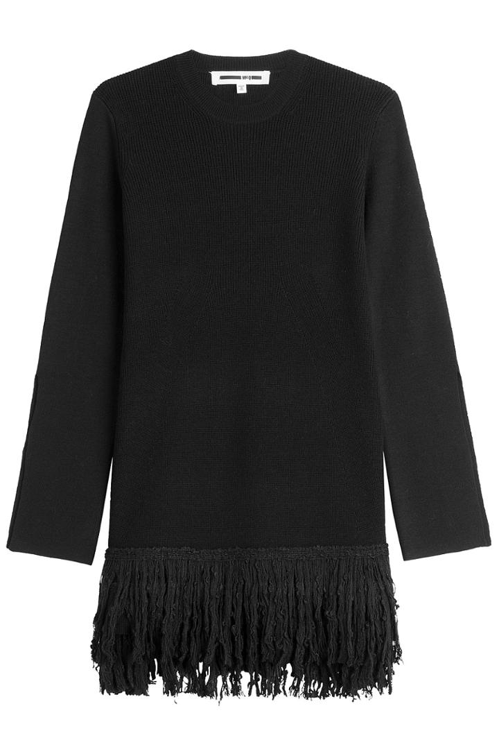 Mcq Alexander Mcqueen Mcq Alexander Mcqueen Wool Dress With Fringe - Black