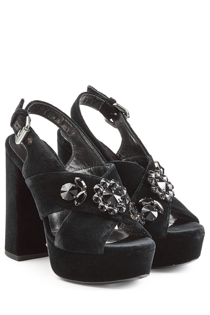 Mcq Alexander Mcqueen Mcq Alexander Mcqueen Embellished Velvet Platform Sandals