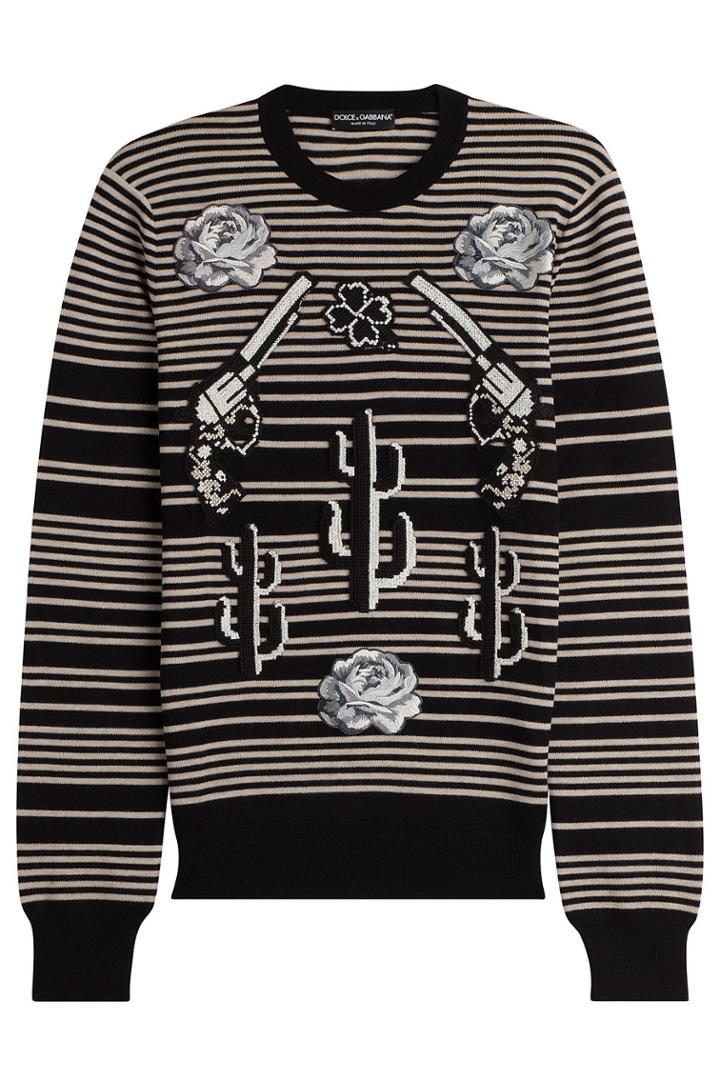 Dolce & Gabbana Dolce & Gabbana Striped Cashmere Pullover With Patches