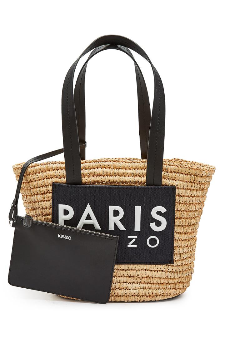 Kenzo Kenzo Logo Straw Shopper