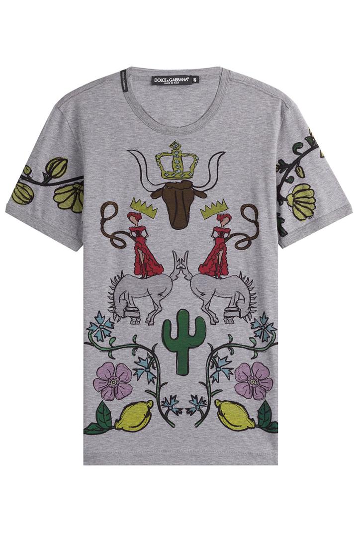 Dolce & Gabbana Dolce & Gabbana Printed Cotton T-shirt - Grey