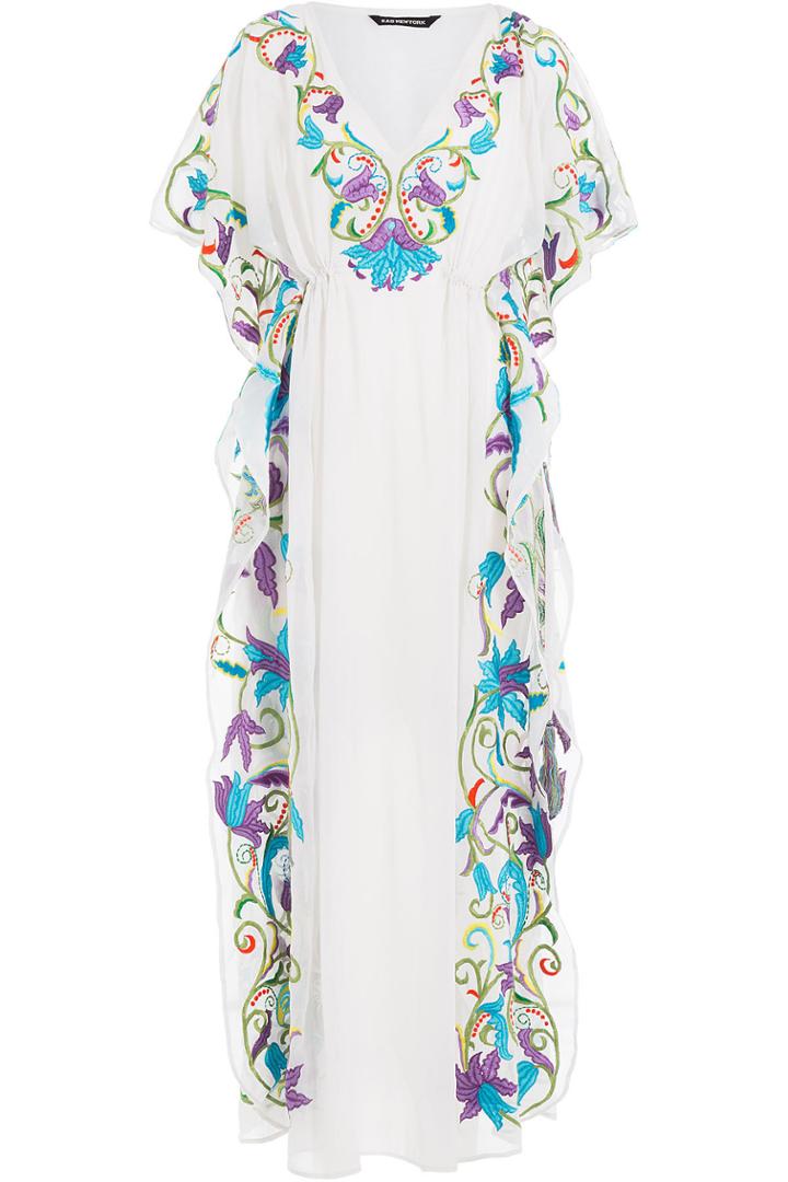 Kas New York Kas New York Ivy Embroidered Kaftan - White