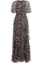 Valentino Valentino Japanese Butterfly Silk Chiffon Maxi Dress