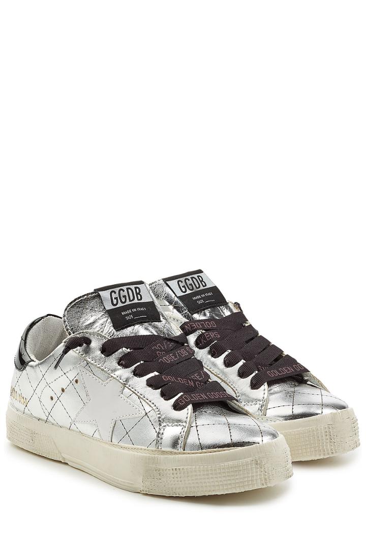Golden Goose Golden Goose May Metallic Leather Sneakers - Silver