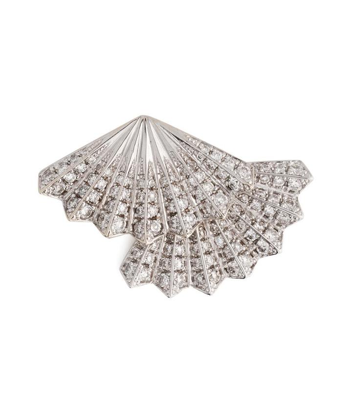 Anita Ko 18kt White Gold Double Fan Earring With Diamonds