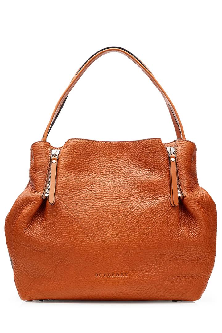 Burberry Shoes & Accessories Burberry Shoes & Accessories Leather Tote With Printed Fabric - Brown