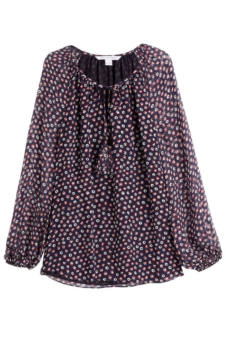 Diane Von Furstenberg Diane Von Furstenberg Printed Silk Tunic Blouse - Multicolored