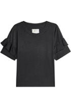 Current/elliott Current/elliott Distressed Ruffle-sleeve T-shirt In Cotton