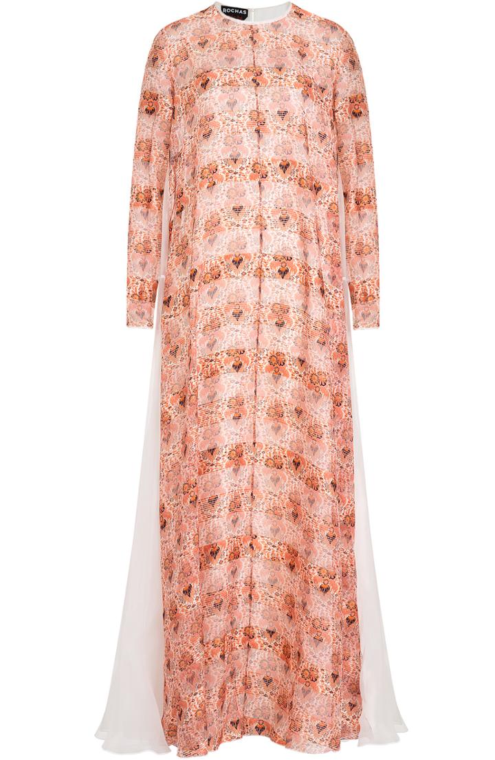 Rochas Printed Silk Floor Length Gown