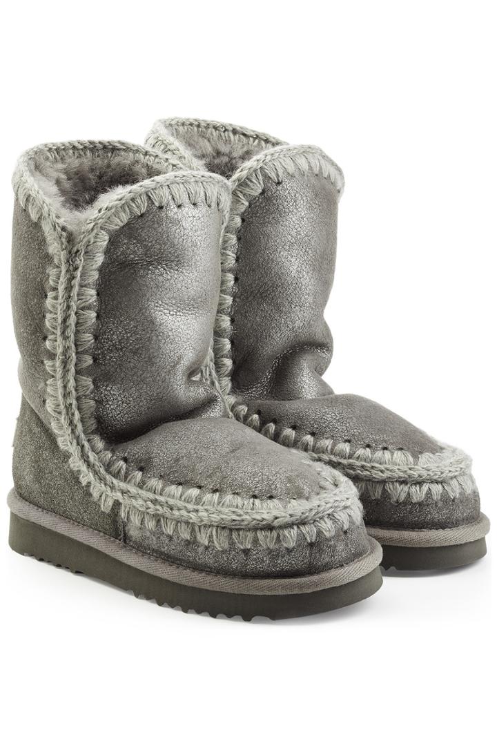 Mou Mou Metallic Sheepskin Wedge Boots