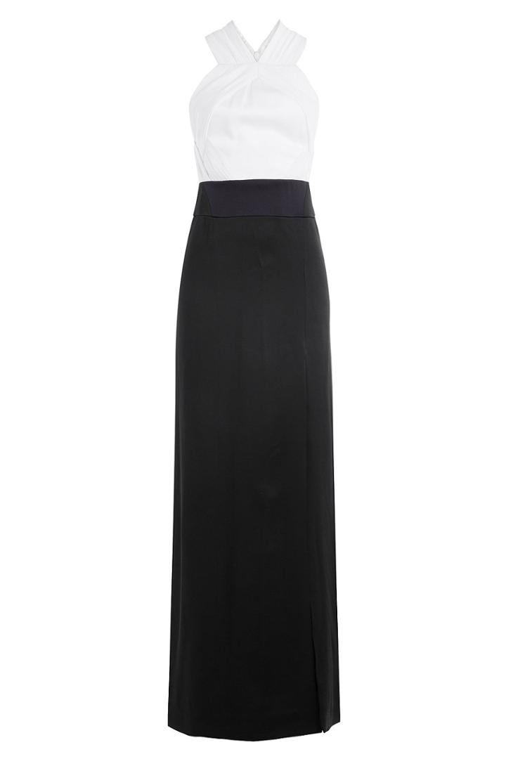 Galvan Galvan Floor Length Dress With Satin - Blue