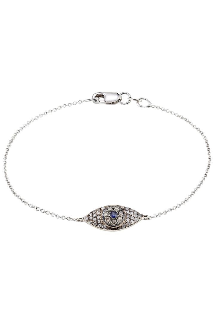 Ileana Makri Ileana Makri 18k White Gold Wisdom Bracelet With Diamonds And Sapphires
