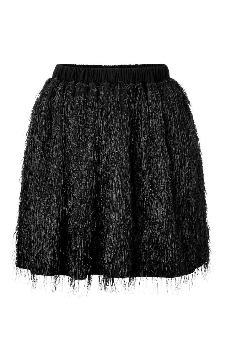 Julien David Julien David Cotton Blend Fringed Skirt - Black