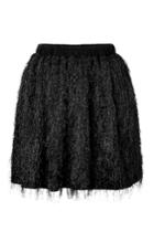 Julien David Julien David Cotton Blend Fringed Skirt - Black