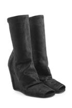 Rick Owens Rick Owens Leather Wedge Ankle Boots With Open Toe