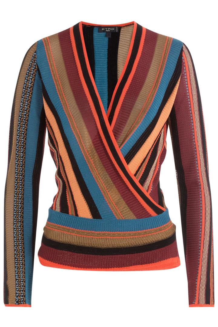 Etro Etro Striped Knit Wrap Top