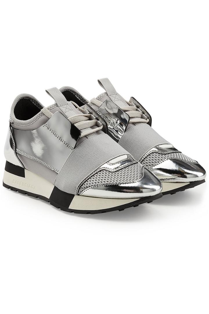 Balenciaga Balenciaga Race Runner Sneakers With Metallic Leather And Satin