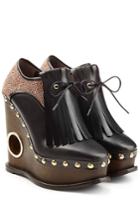 Paloma Barcelo Paloma Barcelo Platform Clogs With Tweed, Leather And Tassels