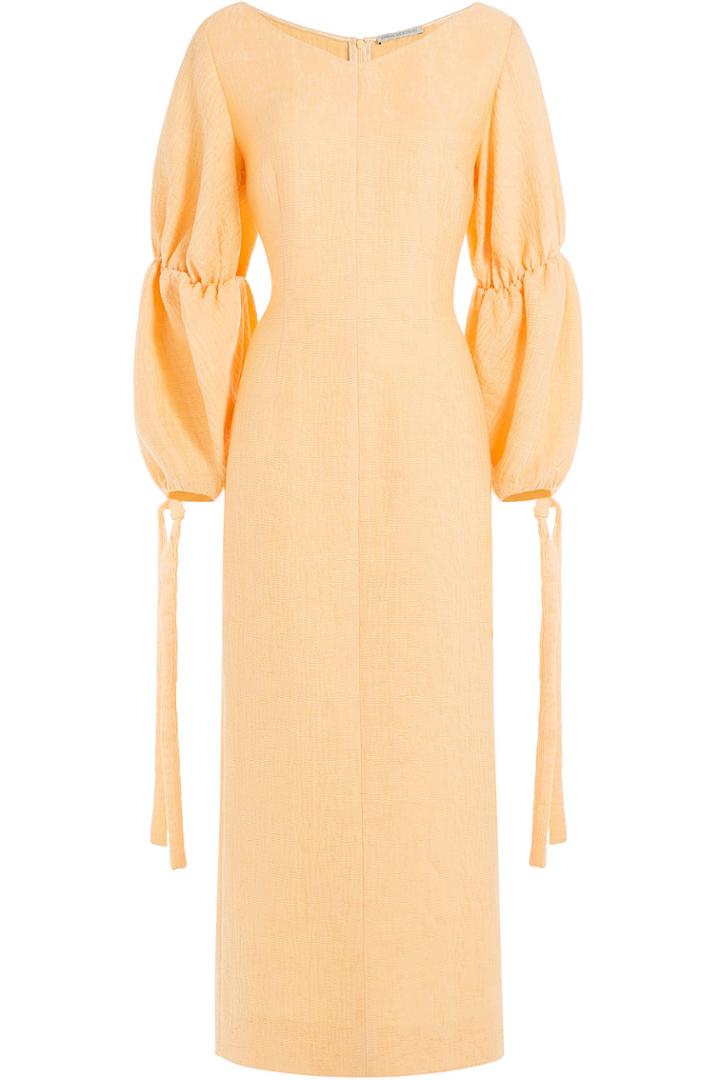 Emilia Wickstead Emilia Wickstead Midi Dress With Gathered Sleeves - Orange