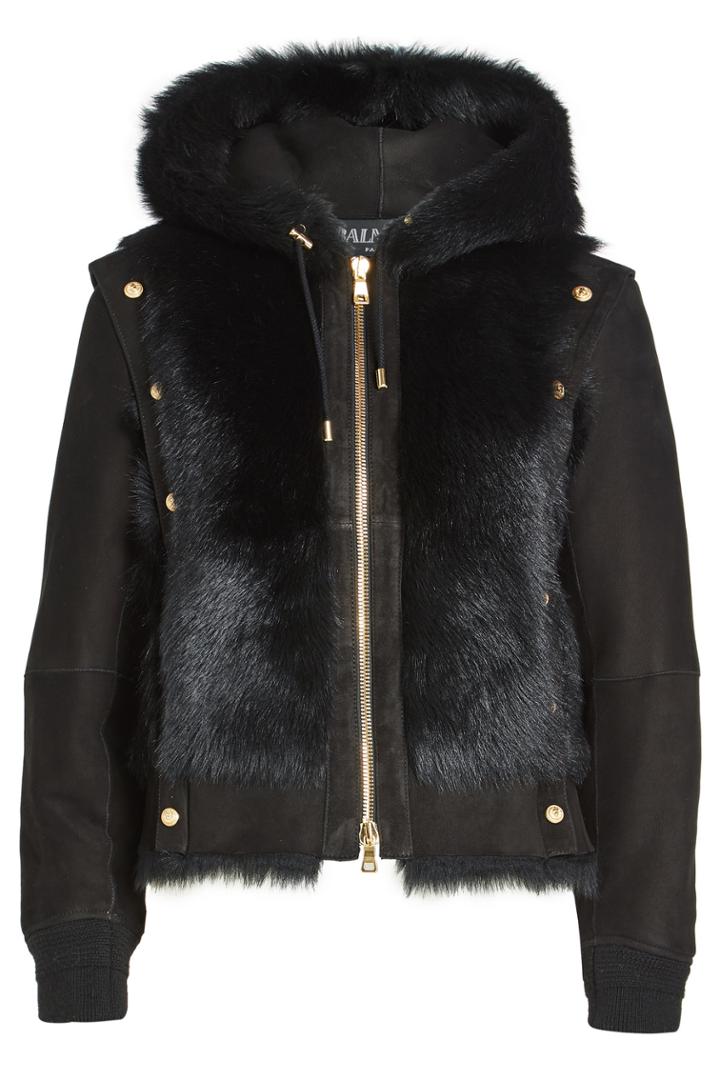 Balmain Balmain Suede Jacket With Fur
