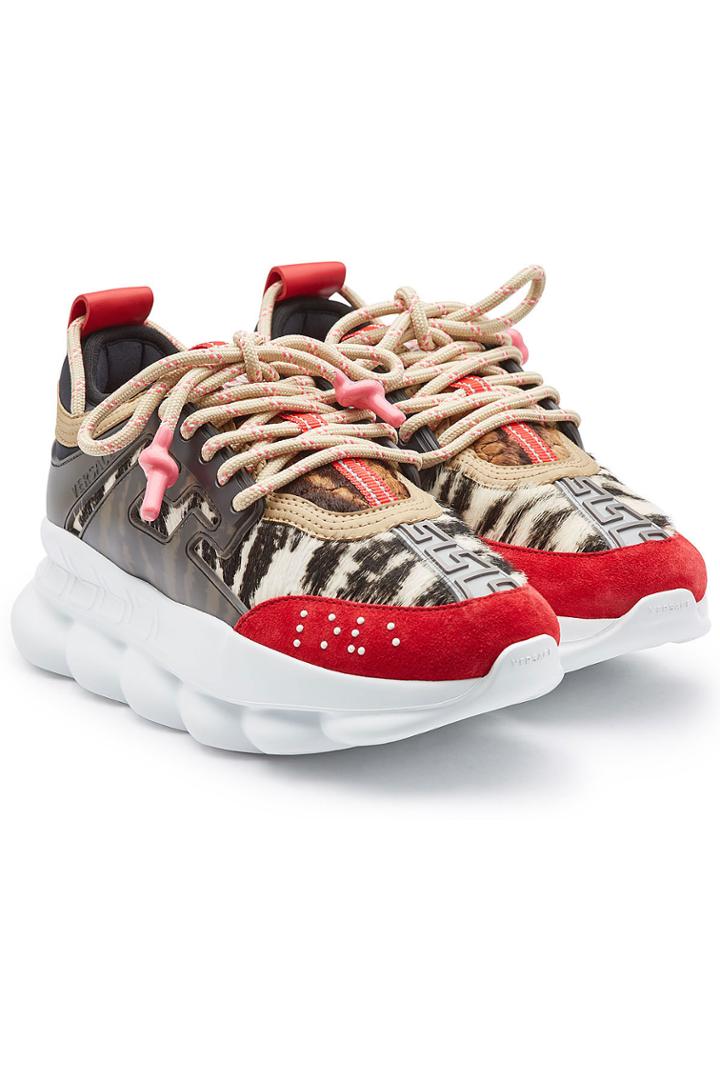 Versace Versace Platform Sneakers With Calf Hair And Suede