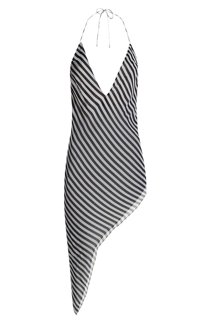 Anthony Vaccarello Striped Silk Mousseline Dress