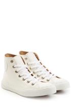 Chloé Chloé Leather Sneakers With Scalloped Trim - White
