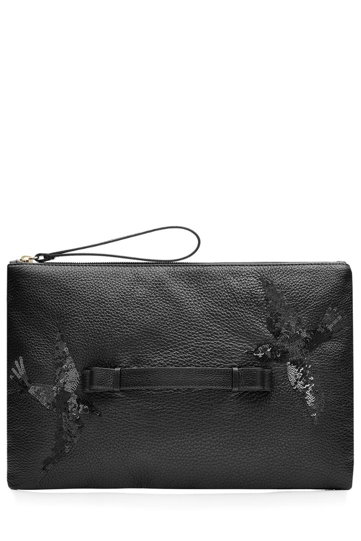 Red Valentino Red Valentino Leather And Sequin Clutch - Black