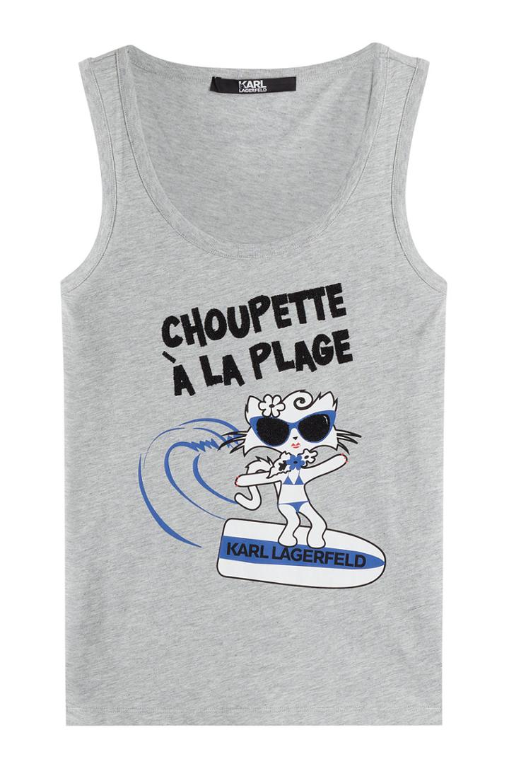 Karl Lagerfeld Karl Lagerfeld La Plage Printed Cotton Tank