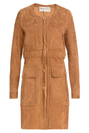 Emilio Pucci Emilio Pucci Suede Coat - Brown