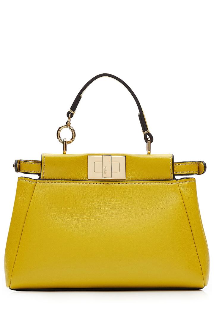 Fendi Fendi Peek-a-boo Micro Leather Tote - Yellow
