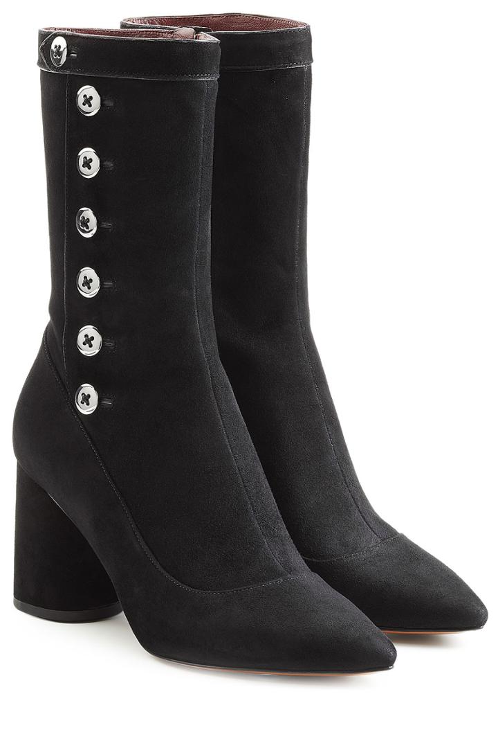 Marc Jacobs Marc Jacobs Suede Boots With Button Embellishment - Black