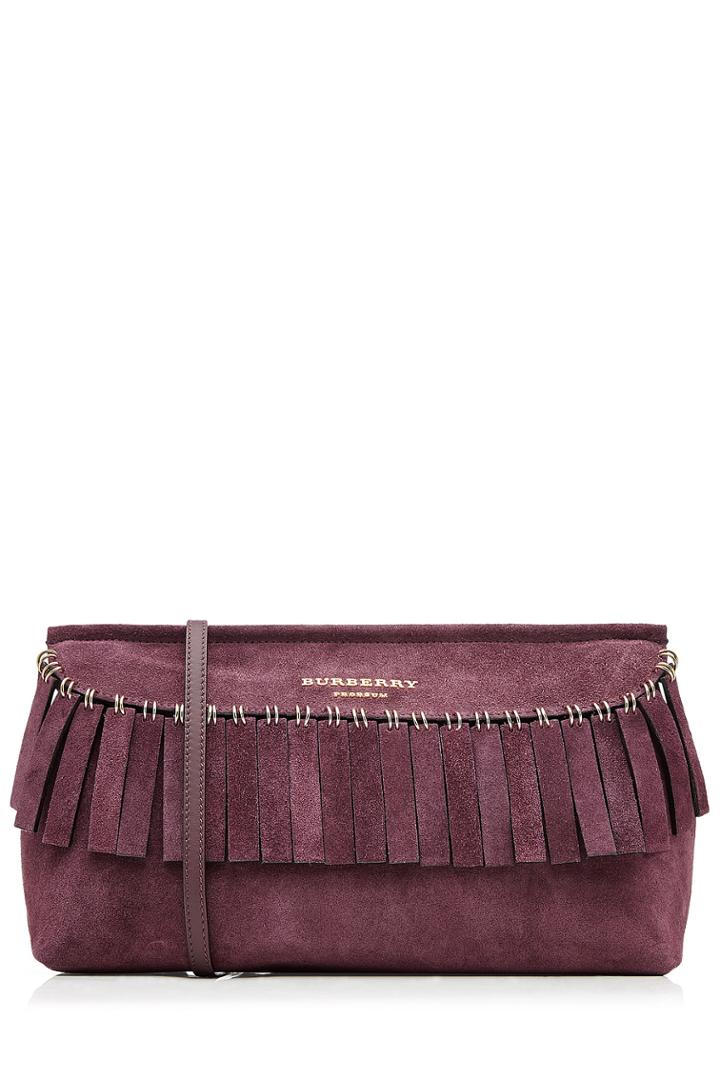 Burberry Prorsum Burberry Prorsum Suede Fringed Clutch - Purple