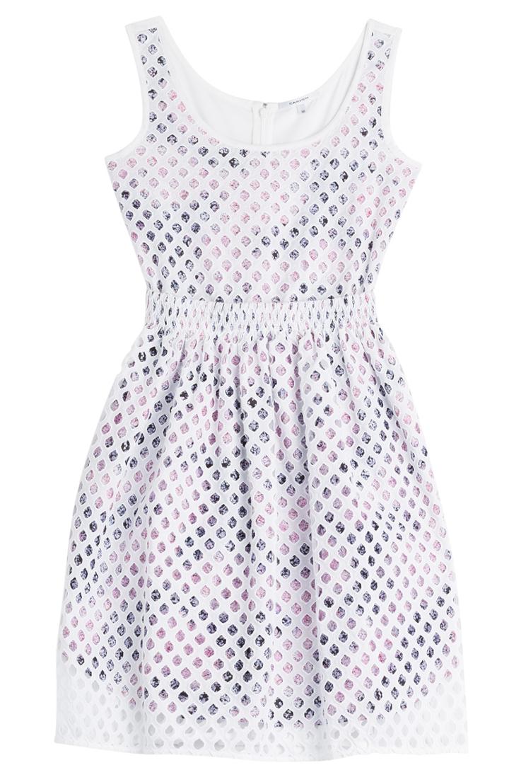 Carven Printed Cotton Dress With Cut-out Detail