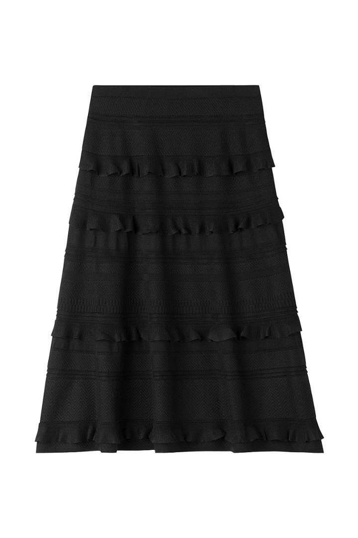 Salvatore Ferragamo Salvatore Ferragamo Ruffled Wool-silk Skirt - Black