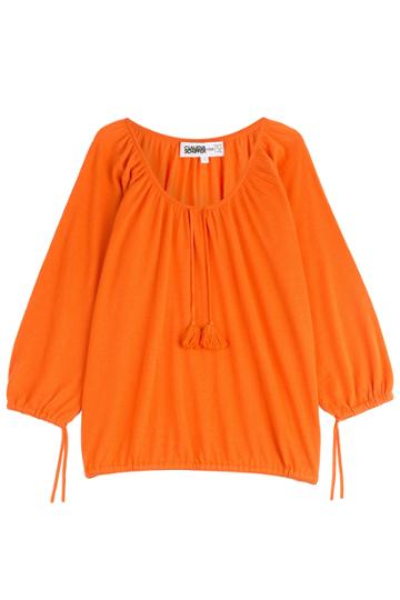 Claudia Schiffer For Tse Claudia Schiffer For Tse Bracelet Sleeve Peasant Cashmere Pullover - Orange
