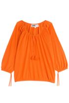 Claudia Schiffer For Tse Claudia Schiffer For Tse Bracelet Sleeve Peasant Cashmere Pullover - Orange