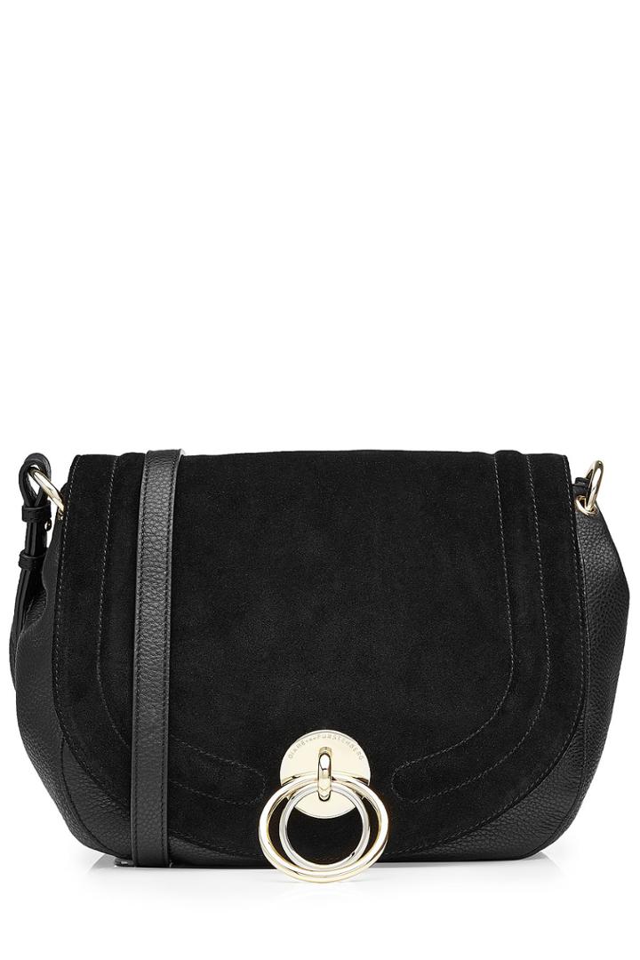 Diane Von Furstenberg Diane Von Furstenberg Suede And Leather Shoulder Bag - Black