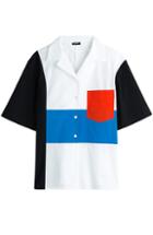 Jil Sander Navy Echo Color Block Cotton Blouse