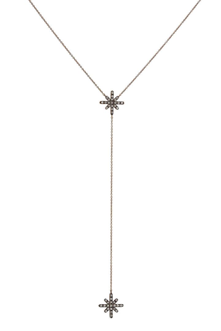 Diane Kordas Diane Kordas Starburst 18kt Rose Gold Necklace With White Diamonds - None