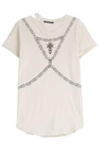 Alexander Mcqueen Alexander Mcqueen Printed Cotton T-shirt With Distressed Detail - Black