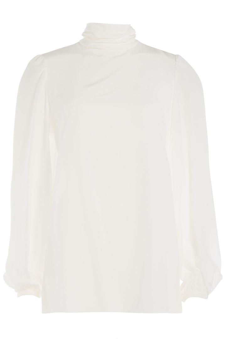 Alexander Mcqueen Alexander Mcqueen Draped Silk Blouse With Bow - White